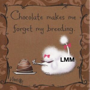 Leslie Moak Murray Magnet "Chocolate breeding" Poodle Dog #26410