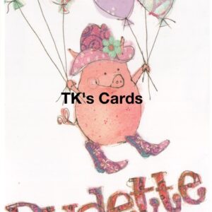 Robbin Rawlings "Birthday" Pig Dudette Glitter Notions Card #95447