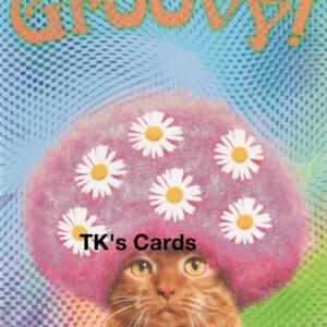 Michael Quackenbush "Wig Cat" Glitter Birthday Card #10913