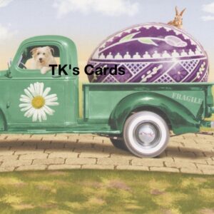 Michael Quackenbush "Kipper Dog in Truck delivering Egg" Easter Card #11713