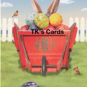 Michael Quackenbush "Bunny Pushing Wheelbarrow" Easter Card #29434