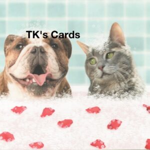 Michael Quackenbush "Bulldog & Cat in Bubbles" Valentine's Day Card #14445