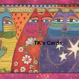Laurel Burch "Three Wishes Cats" Birthday Glitter Card #11660