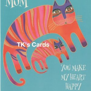 Laurel Burch "Fantastic Felines Cats" Birthday Mom Glitter Card #11968
