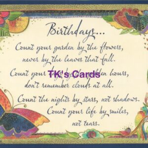 Laurel Burch "Count your Garden by the Flowers" Birthday Glitter Card #11970