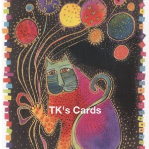 Laurel Burch "Cat with Balloons" Birthday Foil Stamped Card #13230