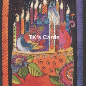 Laurel Burch "Cats, Birthday Cake Shine Brighter" Birthday Glitter Card #13234