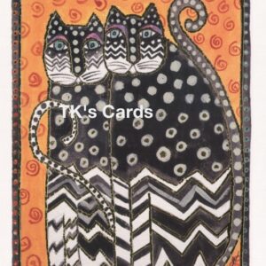 Laurel Burch "Two Spotted Black White Cats" Birthday Foil Stamped Card #13235