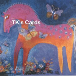 Laurel Burch "Mystical Mare Horse & Butterflies" Birthday Glitter Card #13239