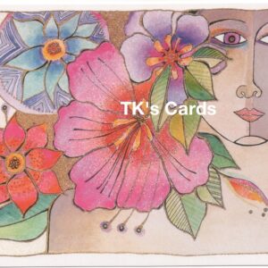 Laurel Burch "Blossoming Woman" Birthday Glitter Card #13803