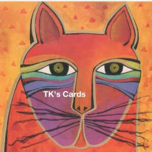 Laurel Burch "Orange colored Cat" Birthday Qubes Foil Stamped Card #23404