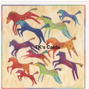 Laurel Burch "Colorful Horses" Birthday Qubes Card #23409