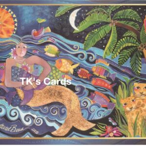 Laurel Burch "Mermaid Mural" Birthday Glitter Card #44843