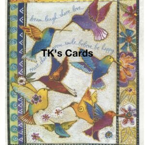 Laurel Burch "Rainbow Hummingbirds" Birthday Card #44846