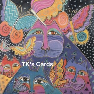 Laurel Burch "Four Cats and Butterflies" Birthday Collector's 8.5x11 Card #49288