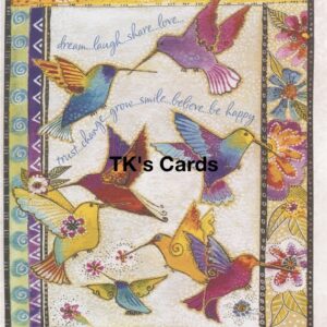 Laurel Burch "Rainbow Hummingbirds" Birthday Collector's 8.5x11 Card #49290