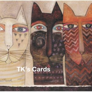 Laurel Burch "White, Black and Red Cats" Blank Card #13251