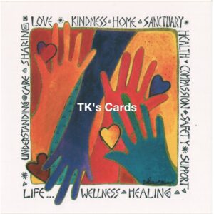 Laurel Burch "Colorful Hands & Hearts" Blank Qubes Card #23417