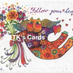 Laurel Burch Magnet "Cat with Wings, Flowers, Hearts" #31261