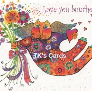 Laurel Burch "Cat with Flowers" Mother's Day Glitter Card #15380