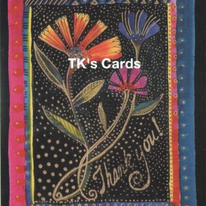Laurel Burch "Fan Flowers" Thank You Foil Stamped Card #13804