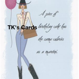 Leslie Moak Murray "Cake & Martini" Glitter Cowgirls Birthday Card #24456