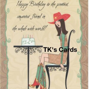 Leslie Moak Murray "Friend" Glitter Cowgirls Birthday Card #24457