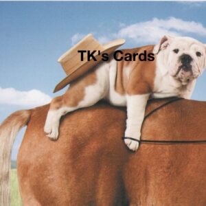 Michael Quackenbush "Bulldog On Horse" Birthday Card #10929