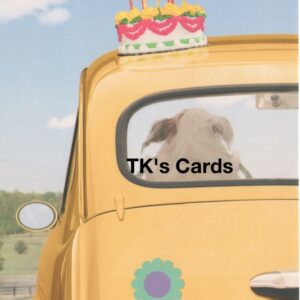 Michael Quackenbush "Dog With Cake On Car" Birthday Card #10931