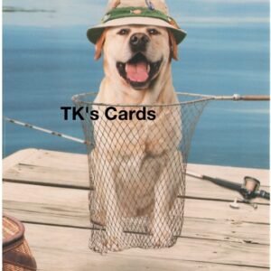 Michael Quackenbush "Dog In Fishing Net" Birthday Card #10932