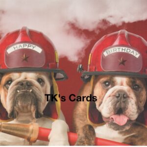 Michael Quackenbush "Fire Hat Dogs" Birthday Card #11956
