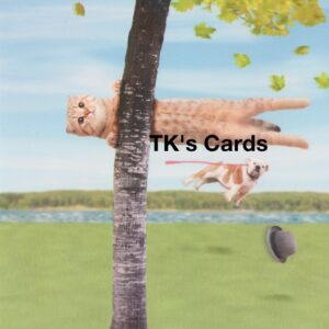 Michael Quackenbush "Flying by Kitty & Dog" Birthday Card #14683