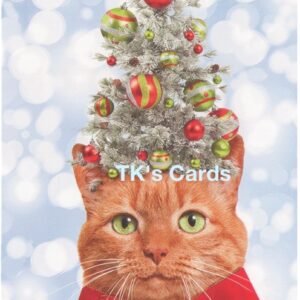 Michael Quackenbush "Cat wearing Christmas Tree" Christmas Card #38771
