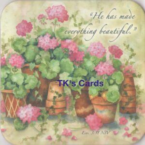 Annie LaPoint "Pink Flowers in Pots" Graceful Garden Coaster #9114