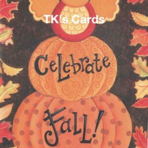 Deb Strain "Owl Atop Pumpkins" Fall Autumn Card #16188