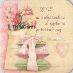 Joy Hall "Love is what binds us" Loving Faith Coaster #10792I