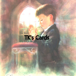 Kathy Fincher "First Communion Boy with Rosary" First Communion Card #10751