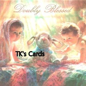 Kathy Fincher "Baby Twins with Lamb" Baby Scripture Card #10764