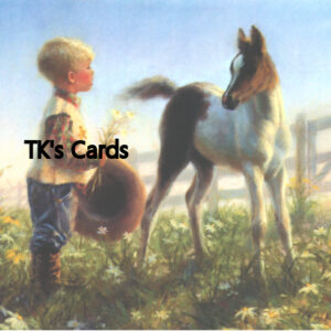 Kathy Fincher "Little Boy with Pony & Flowers" Blank Card #11753
