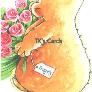 Margaret Sherry "Teddy Bear & Flowers" Thank You Sherry Bear Card #40597