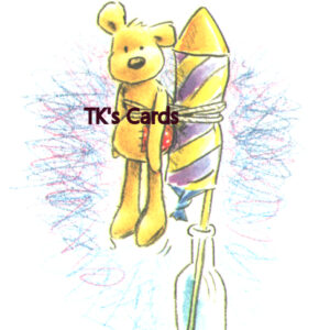 Rory Tyger "Teddy Bear leaving Earth" Birthday Notions Card #95184