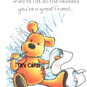 Rory Tyger "Teddy Bear & Paper, Pencil" Friendship Notions Card #95194